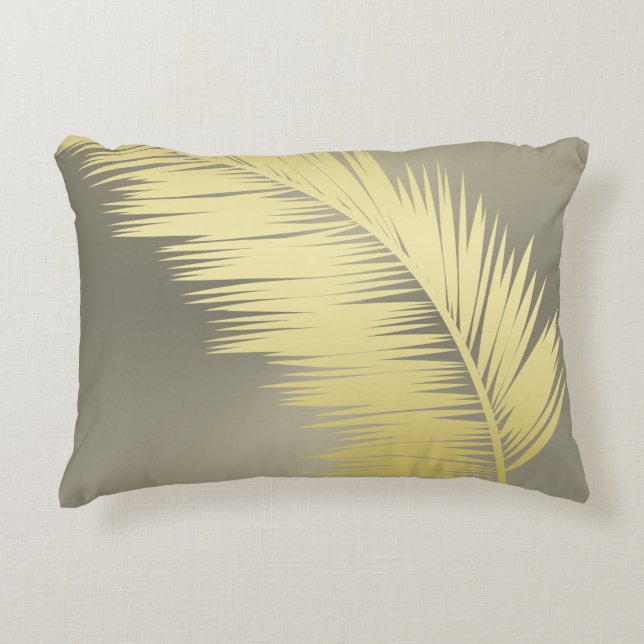 Golden Tropical Palm leaves  Accent Pillow (Front)