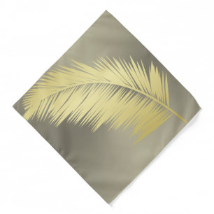 Golden Tropical Palm leaves Bandana
