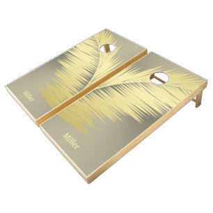 Golden Tropical Palm leaves Cornhole Set