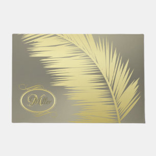 Golden Tropical Palm leaves Doormat