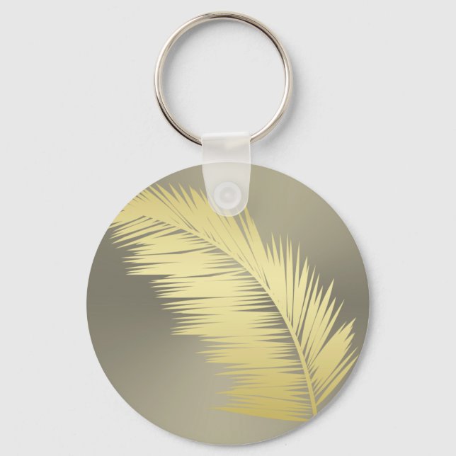 Golden Tropical Palm leaves Keychain (Front)