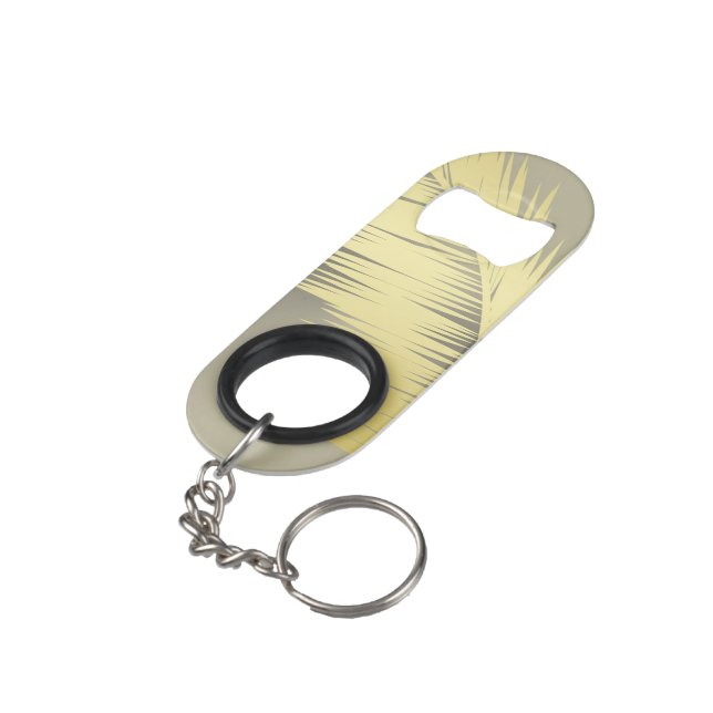 Golden Tropical Palm leaves Keychain Bottle Opener (Back Angled)
