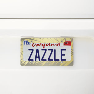 Golden Tropical Palm leaves License Plate Frame