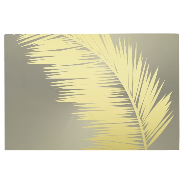 Golden Tropical Palm leaves Metal Print (Front)