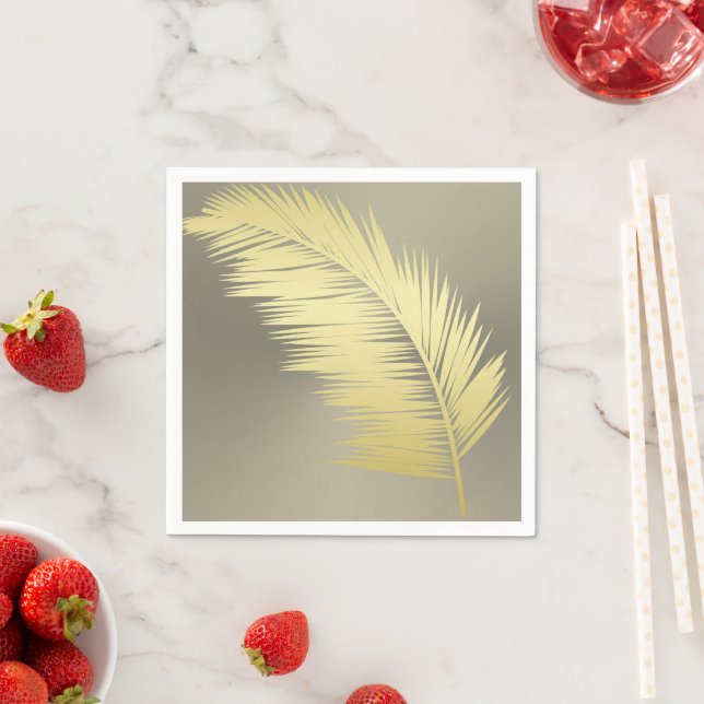 Golden Tropical Palm leaves  Napkins (Insitu)