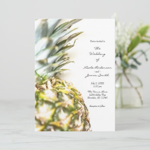 Golden Tropical Pineapple Island Beach Wedding  Invitation