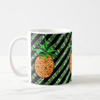 Golden Tropical Pineapple With Stripes Coffee Mug by Rebecca_Reeder at Zazzle