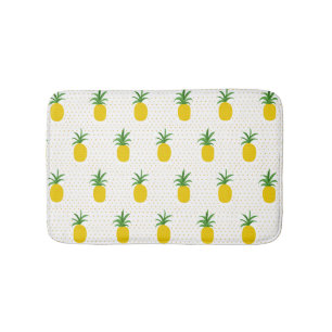 Golden Tropical Pineapples Bathroom Mat