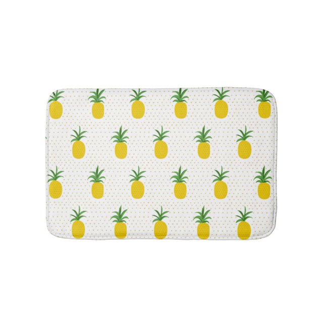 Golden Tropical Pineapples Bathroom Mat (Front)