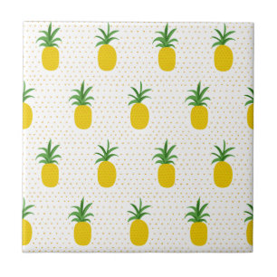 Golden Tropical Pineapples Ceramic Tile