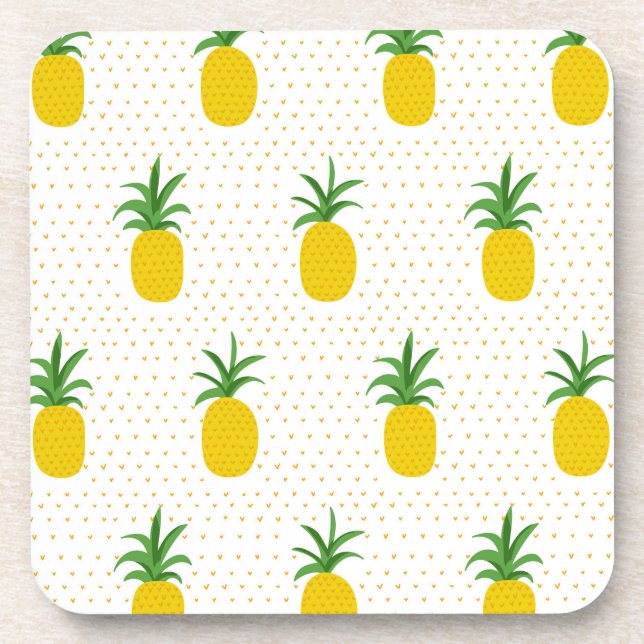 Golden Tropical Pineapples Drink Coaster (Front)