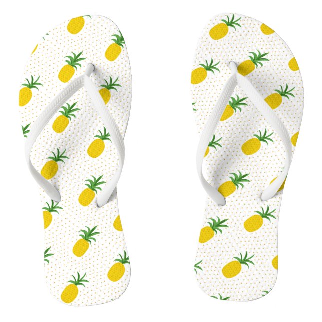 Golden Tropical Pineapples Flip Flops (Footbed)