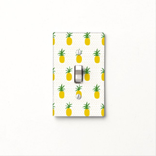 Golden Tropical Pineapples Light Switch Cover (In Situ)