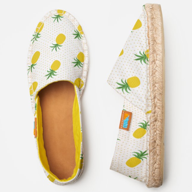 Golden Tropical Pineapples | Monogram Espadrilles (Side)