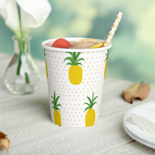 Golden Tropical Pineapples Paper Cups