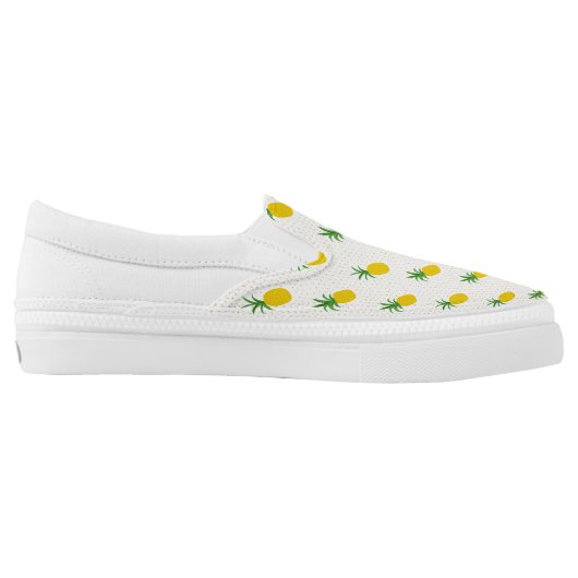 Golden Tropical Pineapples Slip-On Sneakers (Left Shoe Inside)