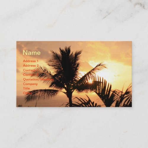 Golden Tropical Sunset and Palm Tree Business Card