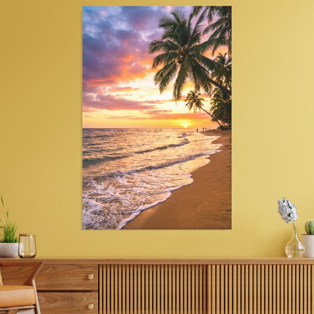 Golden Tropical Sunset Beach Canvas Print (Insitu(LivingRoom))