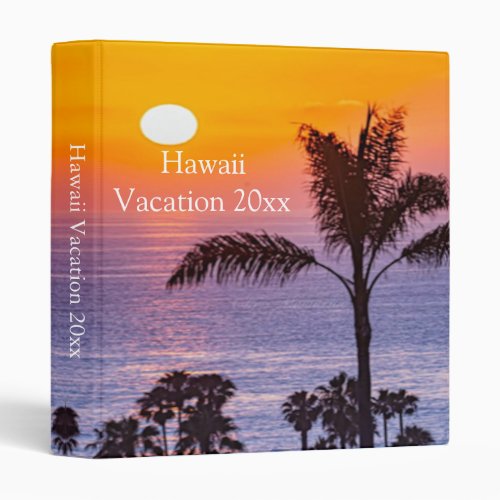 Golden Tropical Sunset Vacation 3 Ring Binder