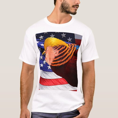 Golden Trump Bird USA Flag Mens Basic T_Shirt