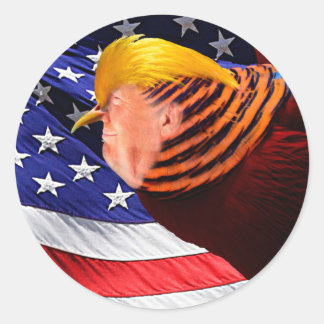 Golden Trump Bird USA Flag Round Sticker