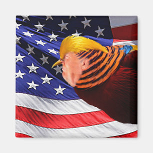 Golden Trump Bird USA Flag Square Magnet
