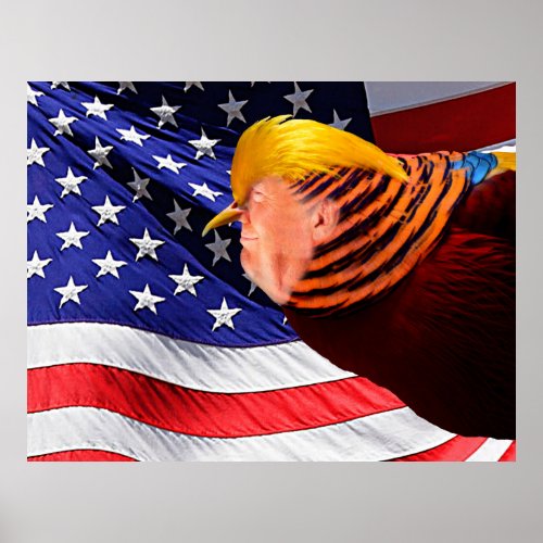 Golden Trump Bird USA Flag Value Poster