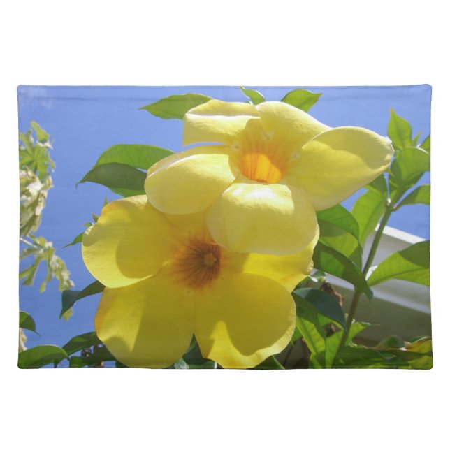 Golden Trumpet Flowers I Cloth Placemat (Front)