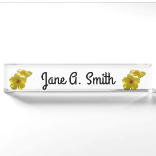 Golden Trumpet Flowers I Desk Name Plate