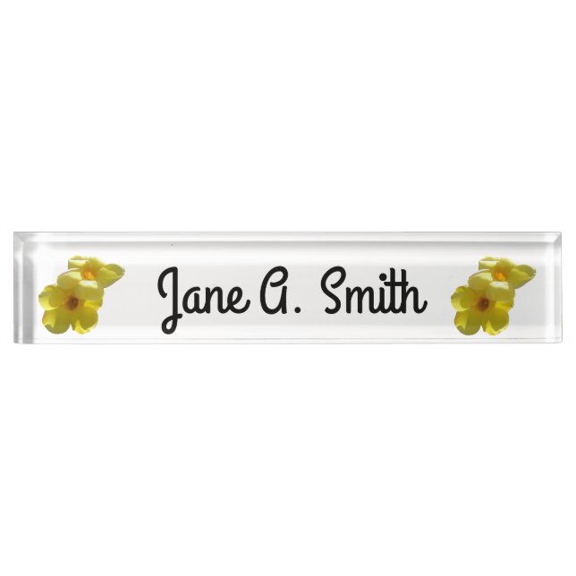 Golden Trumpet Flowers I Desk Name Plate (Front)