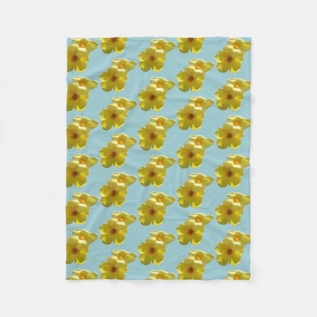 Golden Trumpet Flowers I Fleece Blanket (Front)