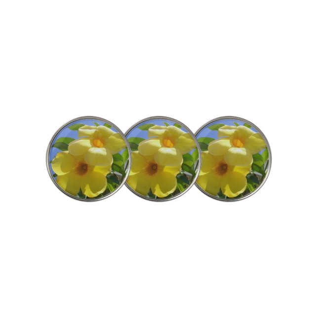 Golden Trumpet Flowers I Golf Ball Marker (3 Up)