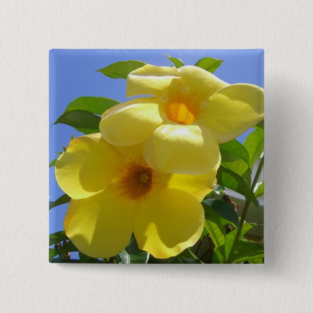 Golden Trumpet Flowers I Pinback Button (Front)