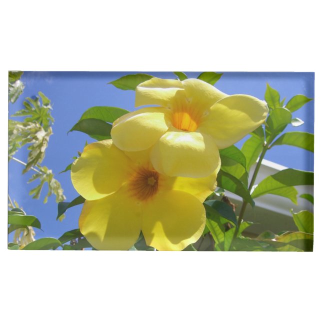 Golden Trumpet Flowers I Place Card Holder (Front)