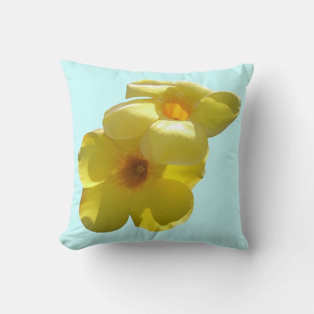 Golden Trumpet Flowers I Throw Pillow (Front)