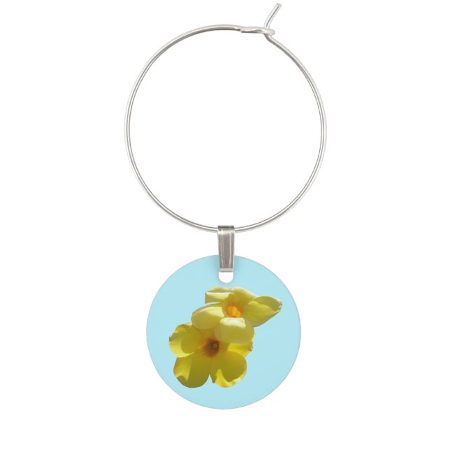 Golden Trumpet Flowers I Wine Glass Charm (Front)
