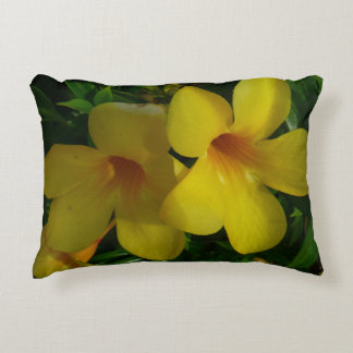 Golden Trumpet Flowers II Tropical Decorative Pillow