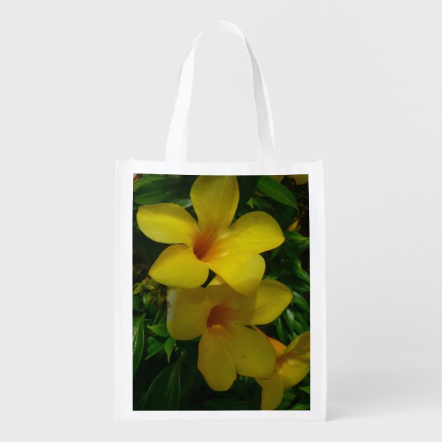Golden Trumpet Flowers II Tropical Reusable Grocery Bag (Front)