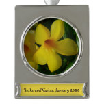 Golden Trumpet Flowers II Tropical Silver Plated Banner Ornament