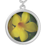 Golden Trumpet Flowers II Tropical Silver Plated Necklace