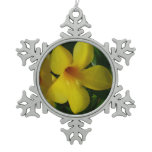 Golden Trumpet Flowers II Tropical Snowflake Pewter Christmas Ornament