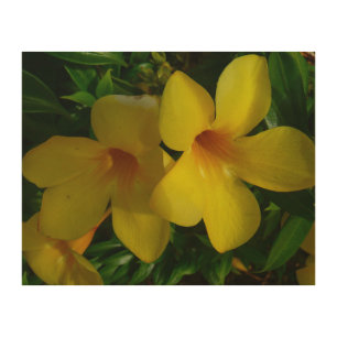 Golden Trumpet Flowers II Tropical Wood Wall Art