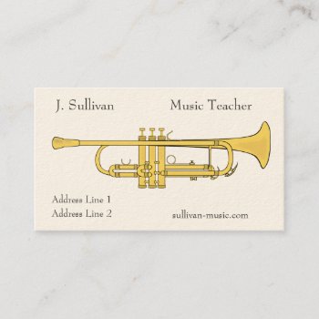 Golden Trumpet Music Theme Business Card by DigitalDreambuilder at Zazzle