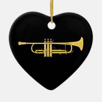 Golden Trumpet Music Theme Ceramic Ornament by DigitalDreambuilder at Zazzle