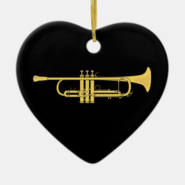 Golden Trumpet Music Theme Ceramic Ornament (Front)