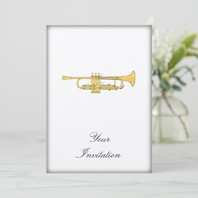 Golden Trumpet Music Theme Invitation (Standing Front)