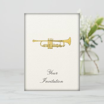 Golden Trumpet Music Theme Invitation by DigitalDreambuilder at Zazzle