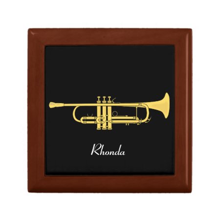 Golden Trumpet Music Theme Keepsake Box