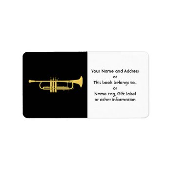 Golden Trumpet Music Theme Label by DigitalDreambuilder at Zazzle