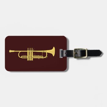 Golden Trumpet Music Theme Luggage Tag by DigitalDreambuilder at Zazzle